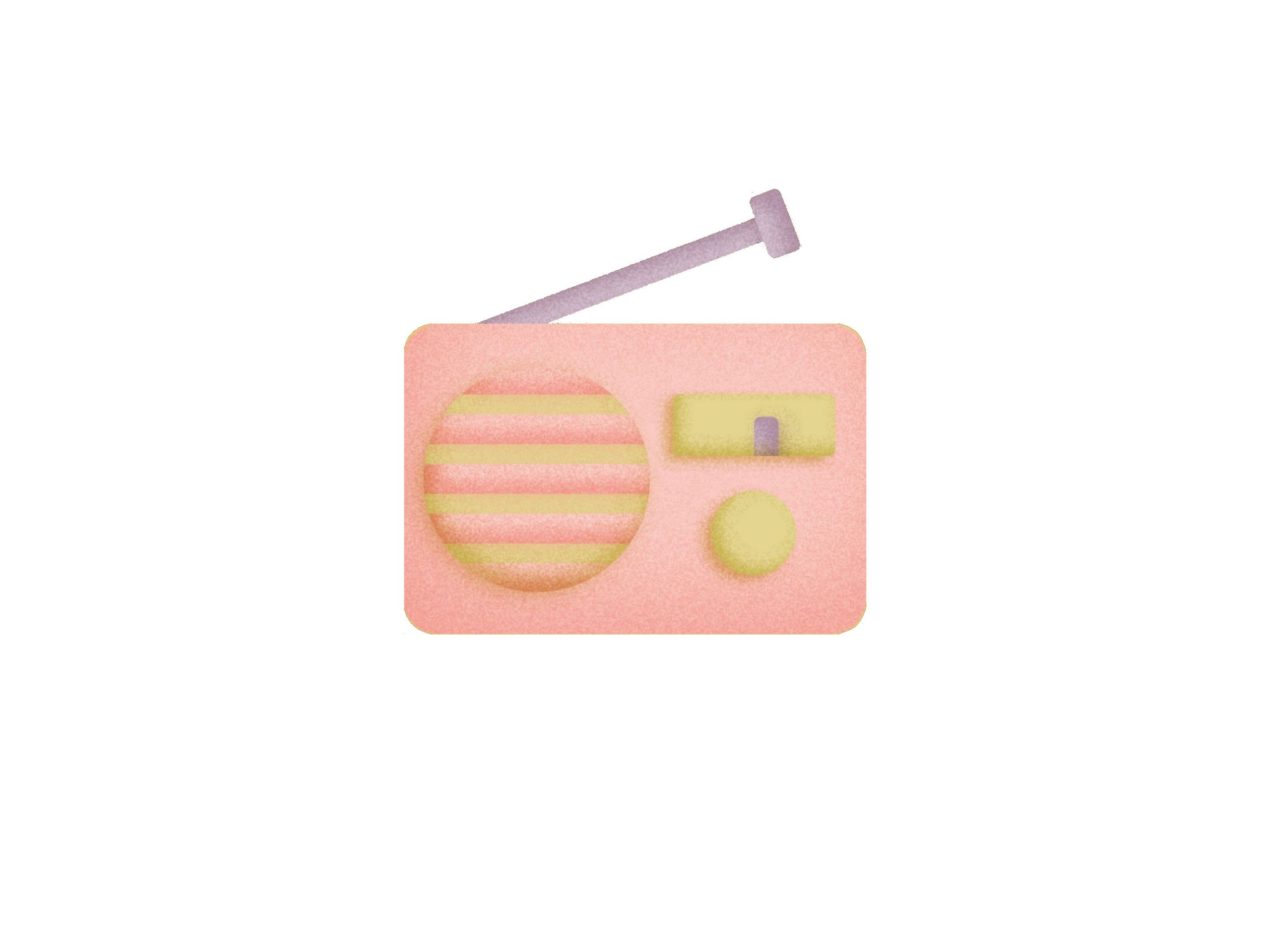 Die Zeichnung eines Radios mit halb ausgeklappter Antenne.