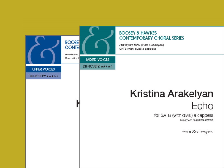 Die Deckblätter beider Notenausgaben vor ockergelber Illustration.