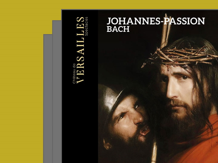 Das DVD-Cover zeigt Jesus mit Dornenkrone. Das Cover ist in eine Illustration mit stilisierten weiteren Covern vor einer gelben Farbfläche eingebettet.
