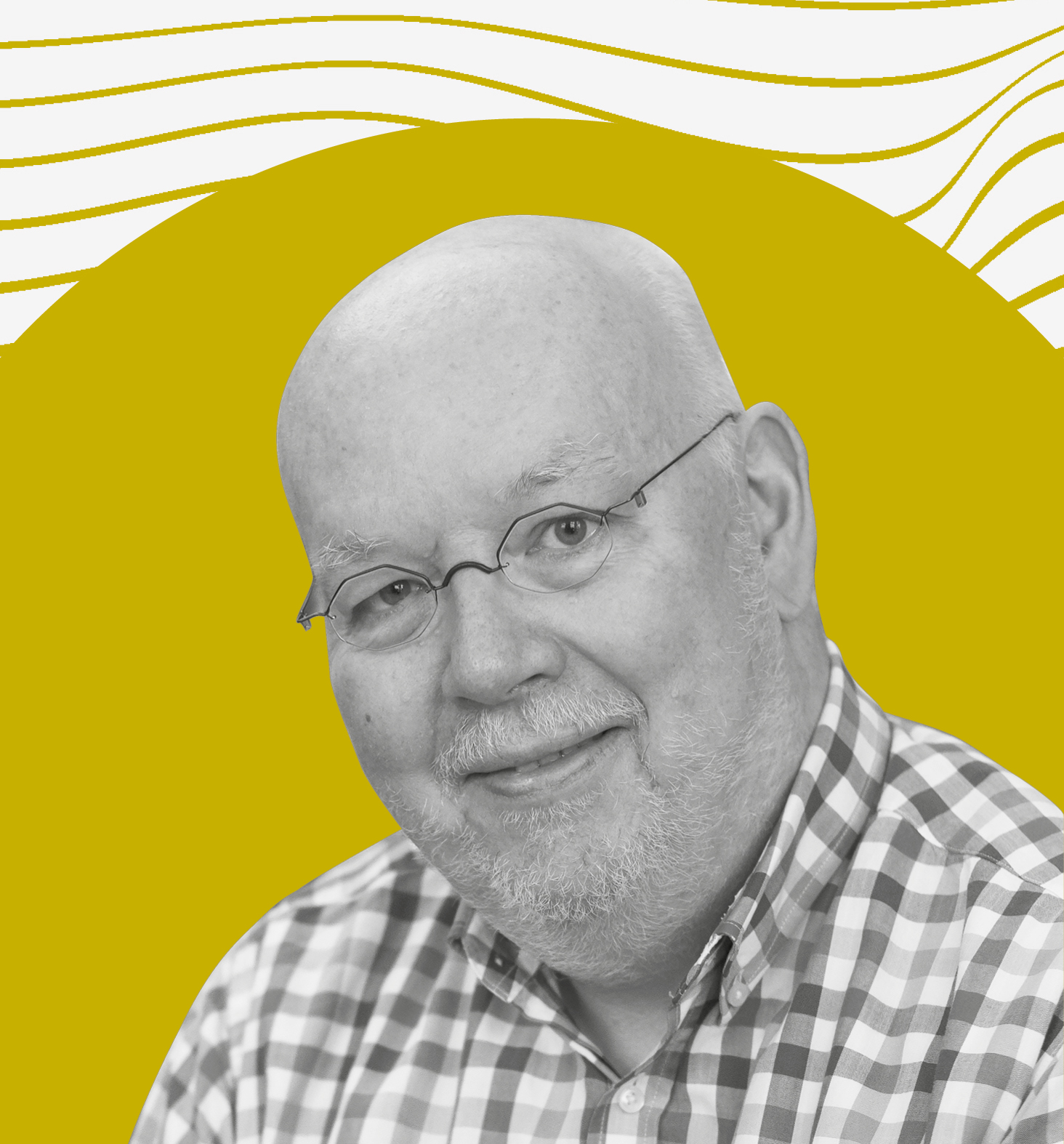 Ein Portrait des Autors, eingebettet in eine Illustration.