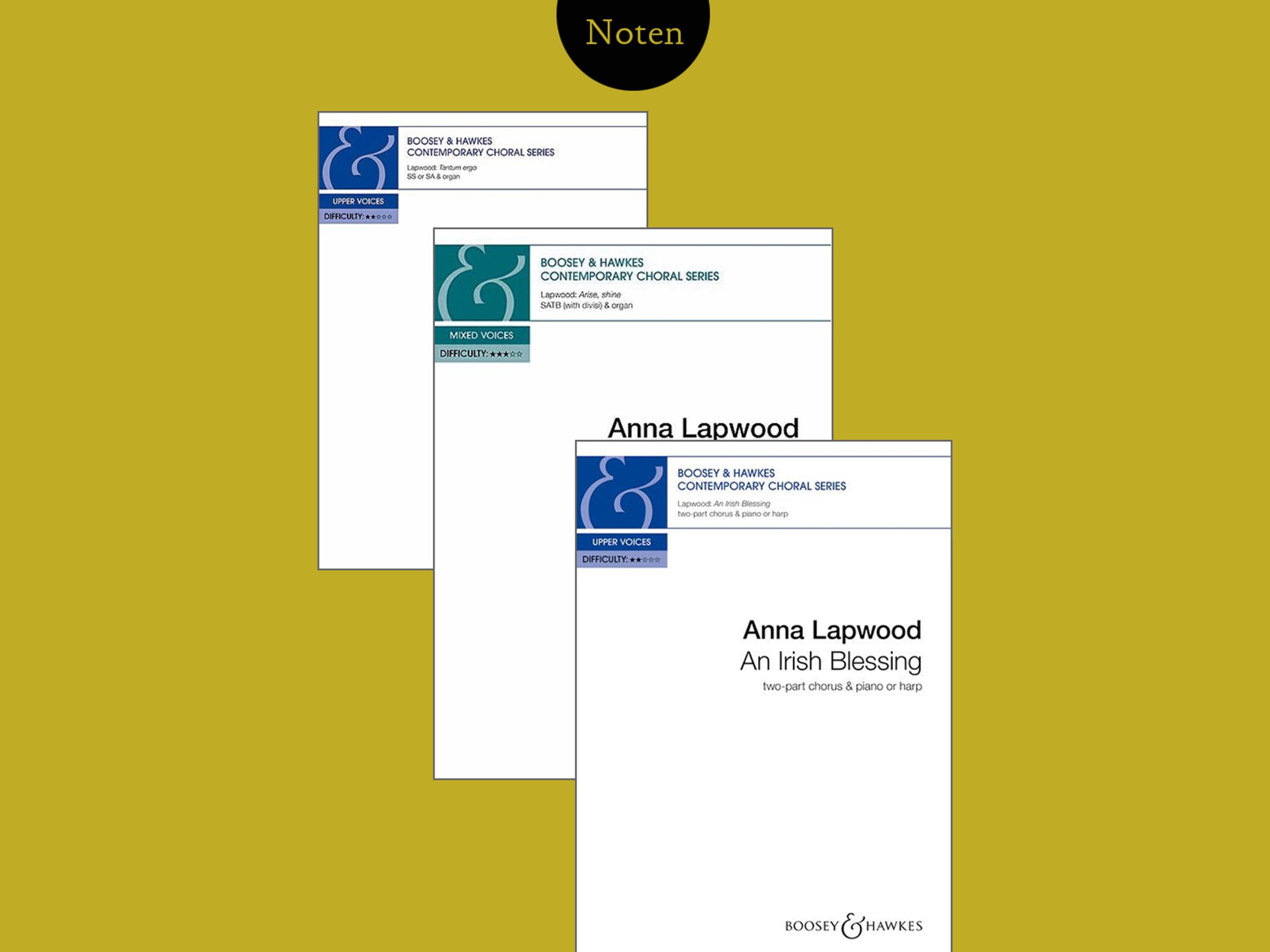 Eine Grafik, die die Cover der besprochenen Notenhefte zeigt.